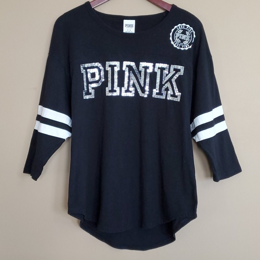 Victoria Secret Pink Dolman Jersey Style Top Bling
